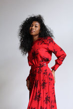 Load image into Gallery viewer, 1980s Red Rose Dress Set