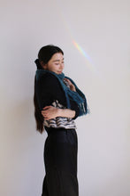 Load image into Gallery viewer, Vintage Turquoise Blue Fringe Scarf