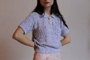1980s Periwinkle Space Dye Nubby Knit Sweater