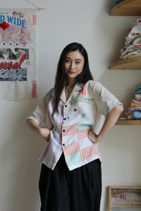 Plaid Patchwork Rice Sack Button Up