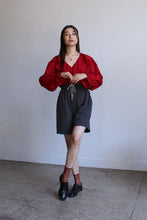 Load image into Gallery viewer, 1990s Red Silk Ruffle Collar Blouse 