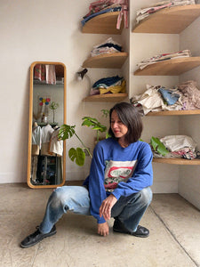 CALROSE Blue Patchwork Sweater