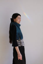Load image into Gallery viewer, Vintage Turquoise Blue Fringe Scarf
