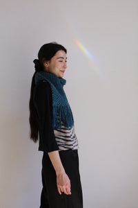 Vintage Turquoise Blue Fringe Scarf