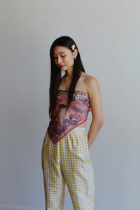 90s Chartreuse Silk Plaid Trousers