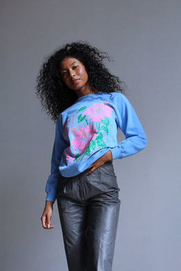 1980s Baby Blue Hawaii Raglan Sweater