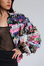 Load image into Gallery viewer, Paula Sweet Muslin Mink Art to Wear Black Floral Cotton Cardigan Sweater