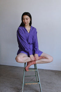 1980s Purple Silk Pullover & Shorts Set
