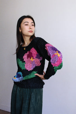 Vintage Floral Ribbon Knit