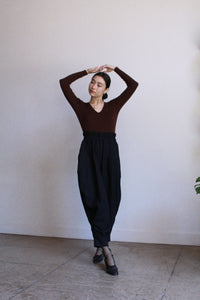 1970s Esprit De Corp Brown Knit Ballerina Blouse  