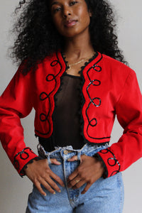 1980s Red Velvet Bolero Jacket