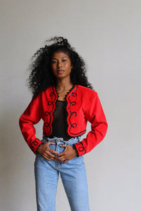 1980s Red Velvet Bolero Jacket
