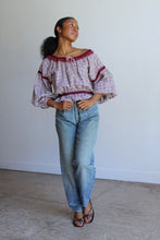 Load image into Gallery viewer, 1970s Cotton &amp; Crochet Grid Blouse