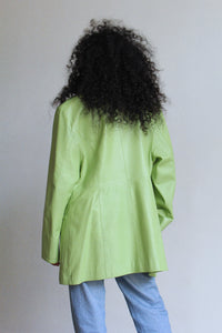 1990s Celery Green Italian Leather Jacket