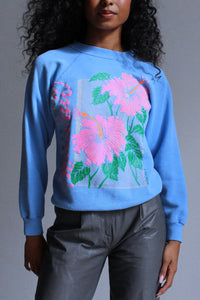 1980s Baby Blue Hawaii Raglan Sweater