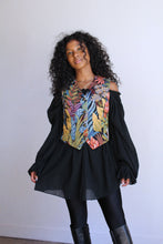 Load image into Gallery viewer, 1970s Black Gauze Poet Blouse