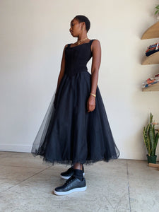 1980s Tadashi Corset Tulle Gown