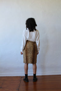1990s Jean Colonna Faux Leopard Print Pencil Skirt