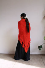 Load image into Gallery viewer, 1970s Neon Red Crochet Knit Shawl