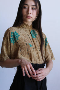 1980s Silk Bamboo Print Blouse