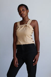 Vintage 1940s Inspired Sand Crop Top