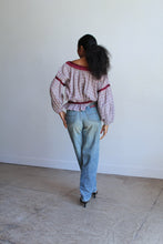 Load image into Gallery viewer, 1970s Cotton &amp; Crochet Grid Blouse