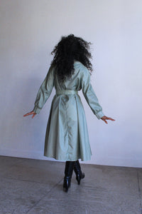 1970s Sage Green Nylon Trench Coat