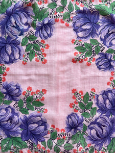 Hankie Halter Top Pink Gauze - Scalloped Blue Rose | XL