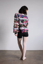 Load image into Gallery viewer, Paula Sweet Muslin Mink Art to Wear Black Floral Cotton Cardigan Sweater