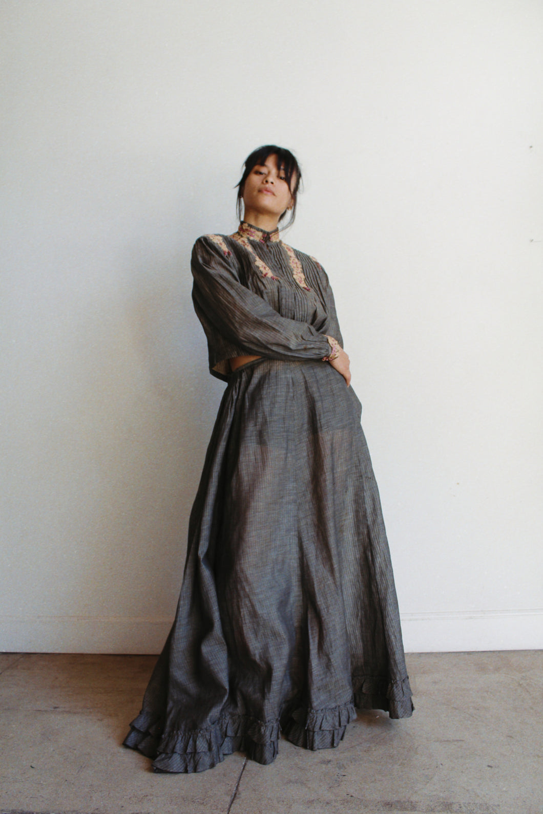 Victorian Grey Pinstripe Dress Set