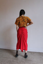 Load image into Gallery viewer, 1980s Red Ruched Back Wiggle Skirt