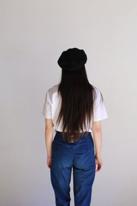 Vintage Black Wool Squiggle Beret