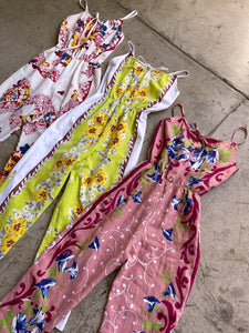 Mauve Floral Tablecloth Jumpsuit ~ Small US 4-6