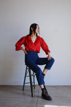 Load image into Gallery viewer, 1980s Red Polished Cotton Blouse