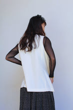 Load image into Gallery viewer, 1990s Ivory Silk Buttoned Vest Blouse w/ Plunging Neckline