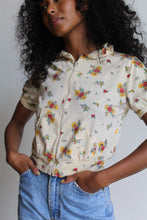 Load image into Gallery viewer, 1970s Poppy Print Hooded Zip Up Blouse