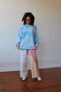 Vintage Blue Marble Tie Dye Raglan Sweatshirt