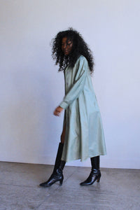 1970s Sage Green Nylon Trench Coat