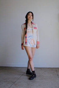 1970s Pink Melon Striped Western Shirt