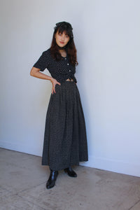 1990s Black Polka Dot Blouse w/ Peter Pan Collar