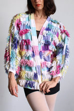 Load image into Gallery viewer, Paula Sweet Muslin Mink Art to Wear Pastel Cotton Fringe Cardigan Sweater