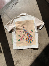 Load image into Gallery viewer, Peacock Embroidered Linen Fringe Shirt