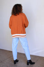 Load image into Gallery viewer, 1990s Burnt Orange &amp; White Striped Linen Cardigan