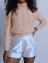 Load image into Gallery viewer, 1970s Peach Open Weave Knit Turtleneck Sweater