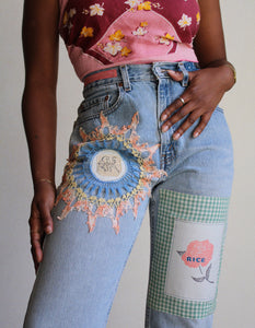 Blooming Rose Vintage Patchwork Levi's 505