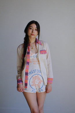 1970s Pink Melon Striped Western Shirt