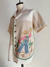 Load image into Gallery viewer, Peacock Embroidered Linen Fringe Shirt