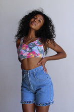 Load image into Gallery viewer, 1980s Painterly Floral Spandex Crop Top