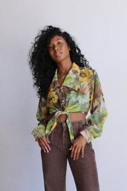 1990s Floral Crop Blouse