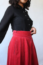 Load image into Gallery viewer, 1970s Red Corduroy Pleated Midi Skirt